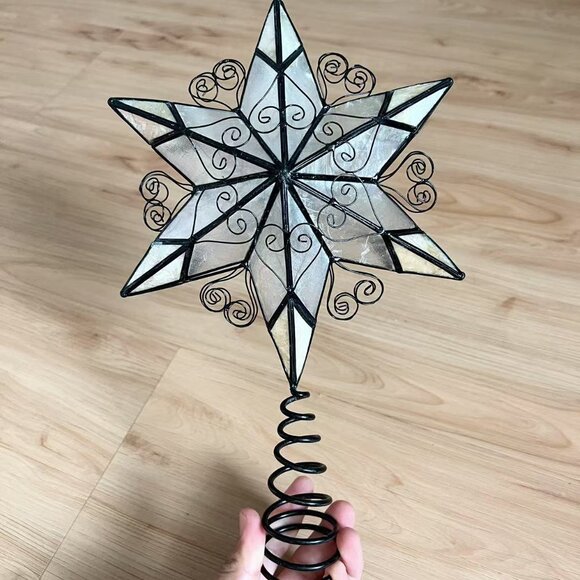 Capiz Shell & Pearl Metal Tree Topper 10"x7" - Picture 3 of 7